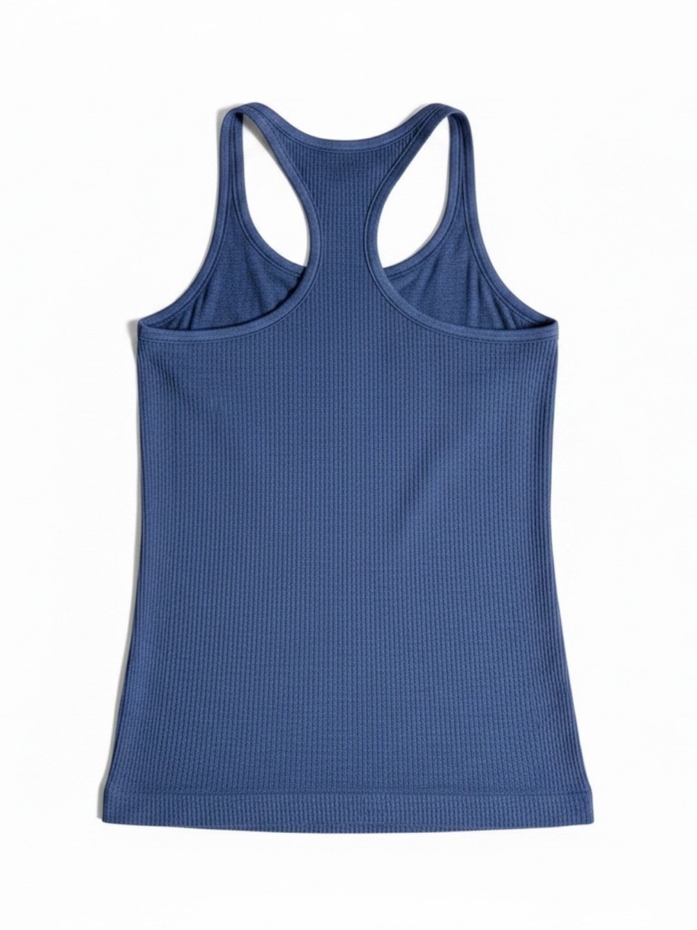 Ribbed Blue Racerback Tank Top - Picture 3 of 8